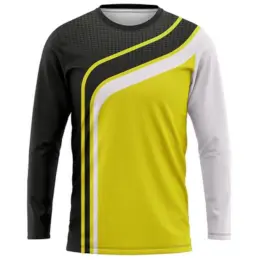 Custom Unisex Crew Neck Sublimated Long Sleeve T-Shirt Black Yellow Image
